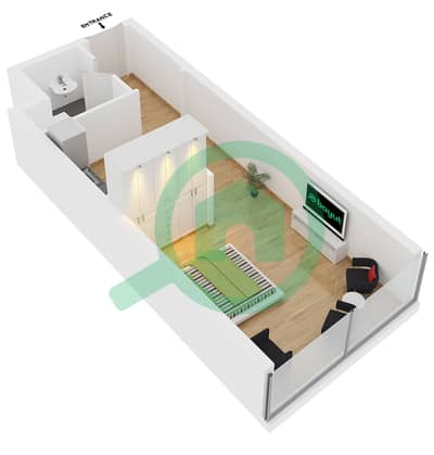 Zumurud Tower - Studio Apartment Type D FLOOR 1-8 Floor plan