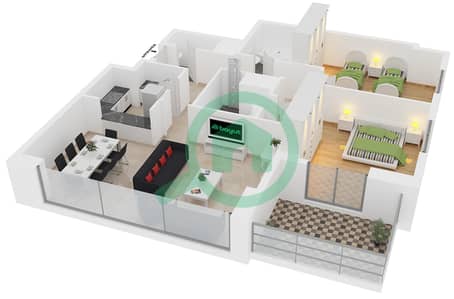 Zumurud Tower - 2 Bedroom Apartment Type A FLOOR 20-27 Floor plan