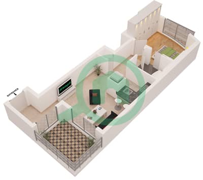 المخططات الطابقية لتصميم النموذج 1B FLOORS 23-30 شقة 1 غرفة نوم - برج الزمان والمكان