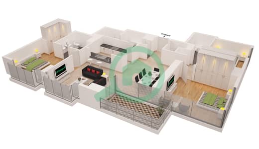 Shemara - 3 Bed Apartments Type 1 Floor plan