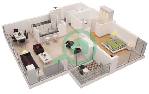 Shemara - 1 Bed Apartments Type 3 Floor plan