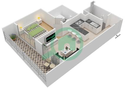 المخططات الطابقية لتصميم الوحدة 10 FLOOR 19-31 شقة 1 غرفة نوم - برجي