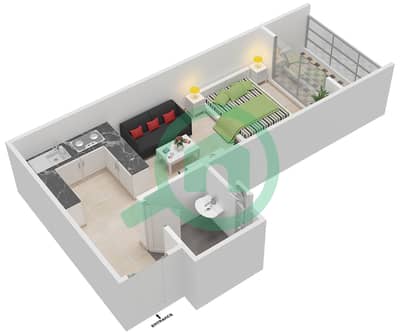 المخططات الطابقية لتصميم الوحدة 6 FLOOR 3-18 شقة استوديو - برجي