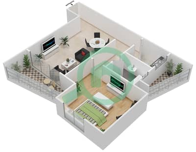My Tower - 1 Bedroom Apartment Unit 1,3,9,11 FLOOR 3-18 Floor plan
