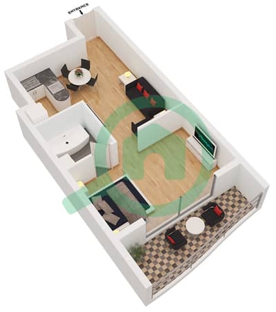 Marina Diamond 2 - Studio Apartment Type/unit B/6-7,15-16 Floor plan