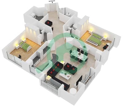 Marina Crown - 2 Bed Apartments Type T1 Floor plan