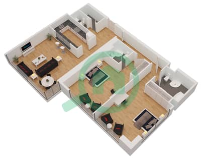 Mag 218 Tower - 2 Beds Apartments type 2 B Floor plan