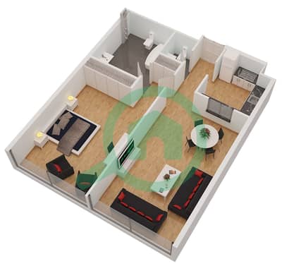 Mag 218 Tower - 1 Bed Apartments type 1 A Floor plan