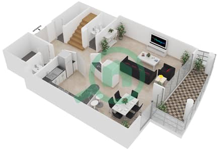 المخططات الطابقية لتصميم النموذج 4 شقة 3 غرف نوم - مساكن الزمرد
