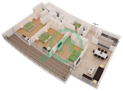 Dorrabay - 3 Bedroom Apartment Type D Floor plan