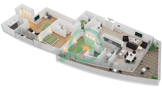 Bayside Residence - 3 Bed Apartments Type 02 Floor plan