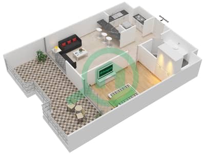 Azure - 1 Bedroom Apartment Type 102,106,108, Floor plan
