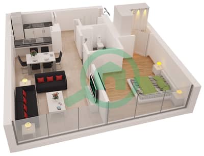 Al Sahab Tower 2 - 1 Bed Apartments Suite 05 Floor plan