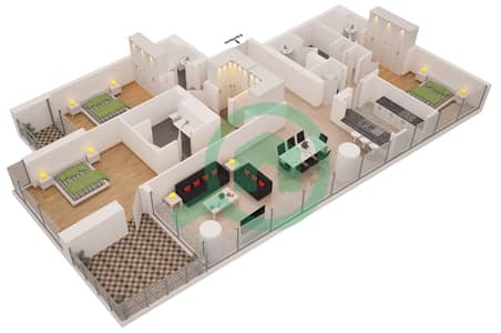 Al Sahab Tower 2 - 3 Bed Apartments Suite 04 Floor plan