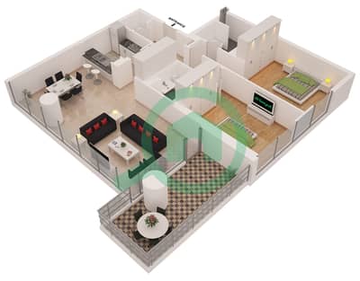 Al Sahab Tower 2 - 2 Bed Apartments Suite 01 B Floor plan