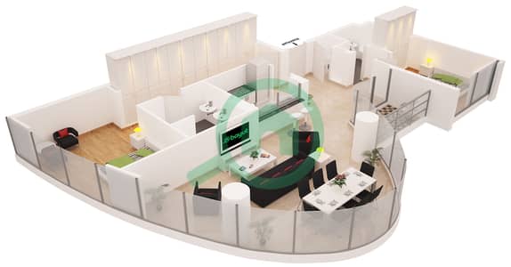 Al Sahab Tower 1 - 2 Bed Apartments Suite 03 / Floor 22-23 Floor plan