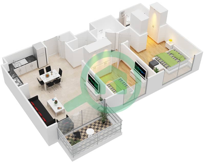 Park Ridge - 2 Bedroom Apartment Type/unit 2C/7-10,14-16,19-20 Floor plan 1-2,7-13,18-19,21,22 image3D