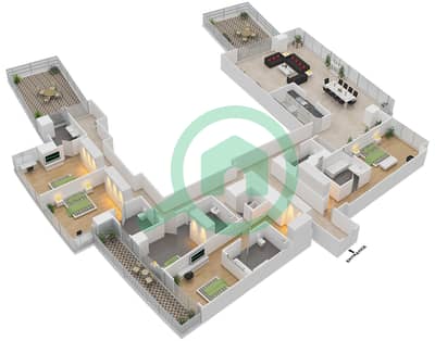 Marsa Plaza - 4 Bedroom Apartment Type/unit 4B-04 /6 Floor plan