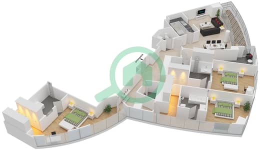 Marsa Plaza - 3 Bed Apartments Type/Unit 3B-34 /1516 Floor plan