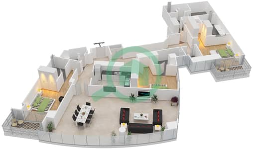 Marsa Plaza - 3 Bedroom Apartment Type/unit 3B-16 /1801-1901 Floor plan