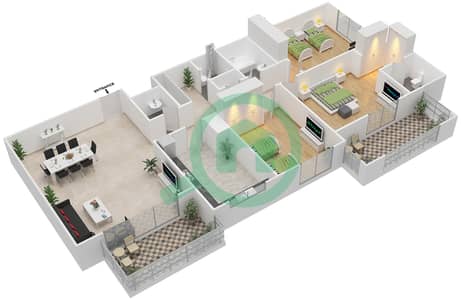 Azizi Daisy - 3 Bedroom Apartment Type/unit 1C/8 Floor plan