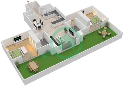المخططات الطابقية لتصميم النموذج / الوحدة F04/13 شقة 2 غرفة نوم - غلامز من دانوب