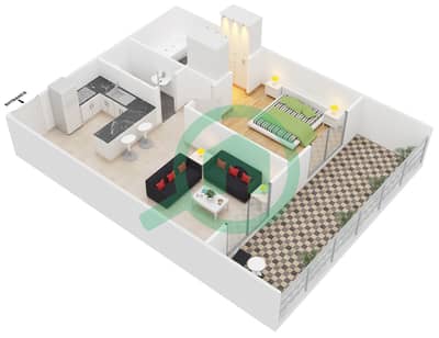 Montrell - 1 卧室公寓类型／单位P1A/01,32戶型图