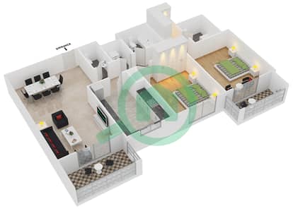 Azizi Liatris - 2 Bed Apartments Type/Unit 8B /11 Floor plan