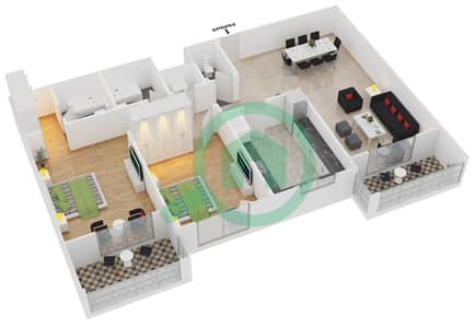 Azizi Liatris - 2 Bed Apartments Type/Unit 2B/03 Floor plan