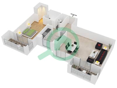 Azizi Feirouz - 1 Bed Apartments Type/Unit 4A Unit 08/Floor 2 Floor plan