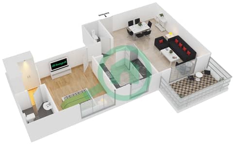 Azizi Iris - 1 Bedroom Apartment Type/unit 1A/06 Floor plan