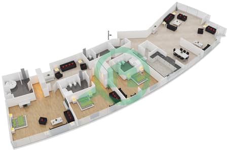 المخططات الطابقية لتصميم النموذج D بنتهاوس 3 غرف نوم - بن جمعة 5