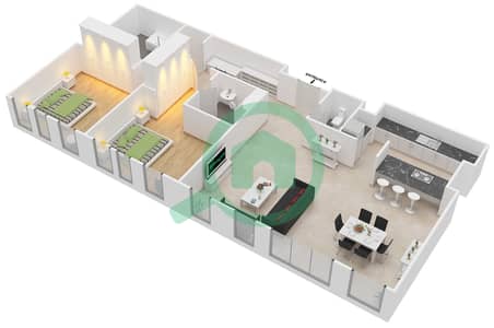 المخططات الطابقية لتصميم النموذج / الوحدة 4-7/107 شقة 2 غرفة نوم - بلوواترز ريزيدينسز المخططات الطابقية لتصميم النموذج / الوحدة 4-7/107 شقة 2 غرفة نوم - بلوواترز ريزيدينسز