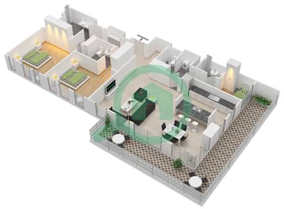 المخططات الطابقية لتصميم النموذج / الوحدة 3-2/101 شقة 2 غرفة نوم - بلوواترز ريزيدينسز المخططات الطابقية لتصميم النموذج / الوحدة 3-2/101 شقة 2 غرفة نوم - بلوواترز ريزيدينسز
