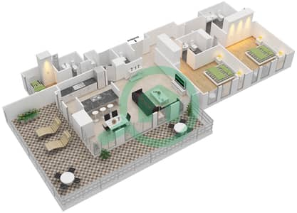 المخططات الطابقية لتصميم النموذج / الوحدة 2-2A/111 شقة 2 غرفة نوم - بلوواترز ريزيدينسز المخططات الطابقية لتصميم النموذج / الوحدة 2-2A/111 شقة 2 غرفة نوم - بلوواترز ريزيدينسز