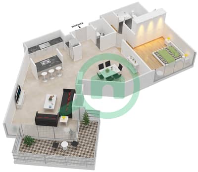 المخططات الطابقية لتصميم النموذج / الوحدة 4-1/302 شقة 1 غرفة نوم - بلوواترز ريزيدينسز المخططات الطابقية لتصميم النموذج / الوحدة 4-1/302 شقة 1 غرفة نوم - بلوواترز ريزيدينسز