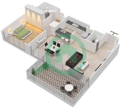 المخططات الطابقية لتصميم النموذج / الوحدة 1-1/305 شقة 1 غرفة نوم - بلوواترز ريزيدينسز المخططات الطابقية لتصميم النموذج / الوحدة 1-1/305 شقة 1 غرفة نوم - بلوواترز ريزيدينسز