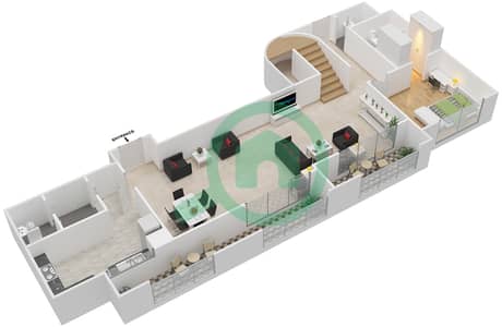 法赫德1号大厦 - 3 卧室公寓类型E戶型图