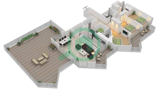 Urban Oasis by Missoni - 3 Bedroom Apartment Unit 7,8 / FLOOR 24 Floor plan