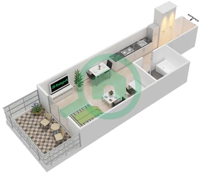 Elite Business Bay Residence - Studio Apartment Unit 22 Floor plan