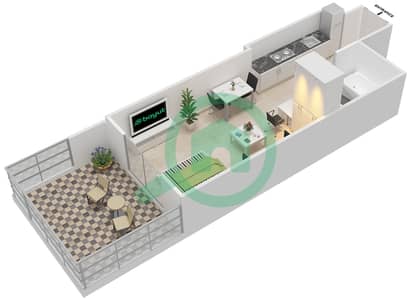 Elite Business Bay Residence - Studio Apartment Unit 20 Floor plan