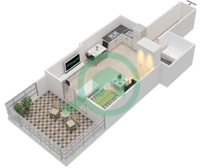 المخططات الطابقية لتصميم الوحدة 15 شقة استوديو - إيليت بيزنس باي ريزيدنس