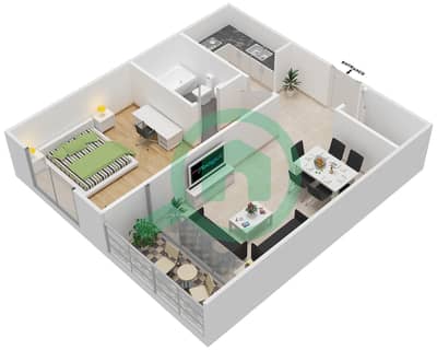 Majestic Tower - 1 Bed Apartments Type 3 Floor plan