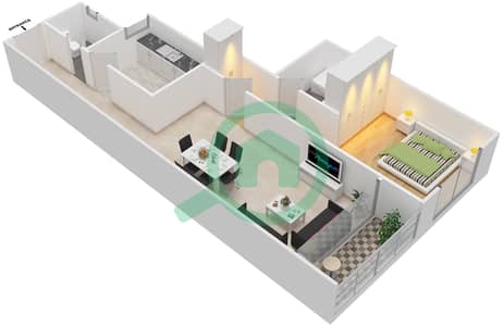 Majestic Tower - 1 Bed Apartments type 1 Floor plan