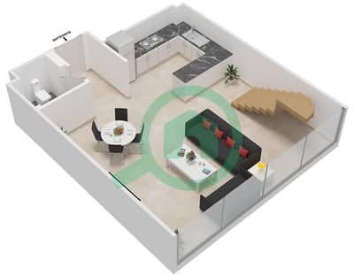 المخططات الطابقية لتصميم الوحدة 2108 شقة 1 غرفة نوم - ذا باد