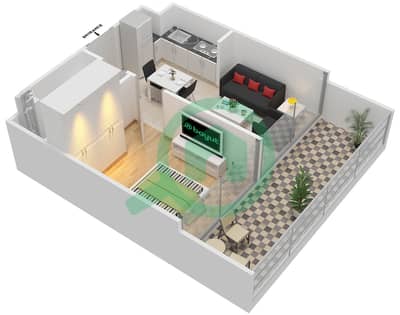 المخططات الطابقية لتصميم الوحدة 3,10-14,19-21 شقة 1 غرفة نوم - فيرا ريزيدنس
