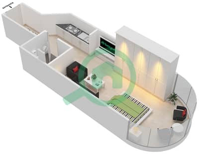 Ontario Tower - Studio Apartments Unit 1 Floor plan