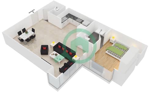 West Wharf - 1 Bed Apartments Type C Floor 1 Floor plan