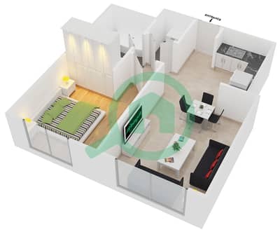 梅菲尔公寓 - 1 卧室公寓类型C戶型图