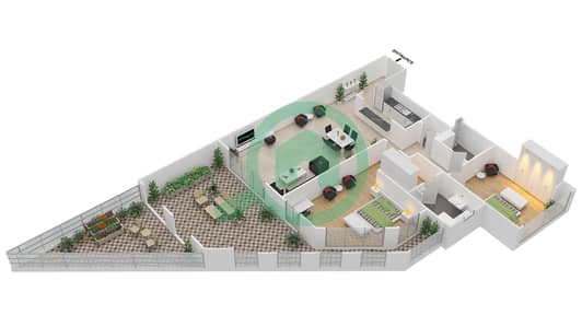 Manazel Al Khor - 2 Bed Apartments Unit G-23 Floor plan